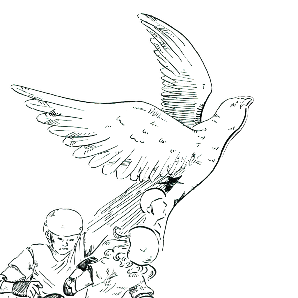 Envole de pigeon
Détail d'affiche pour un événement de roller derby